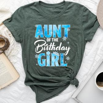 Aunt Of The Birthday Girl Family Snowflakes Winter Party Bella Canvas T-shirt | Mazezy