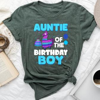 Auntie Of The Birthday Boy Llama Family Party Decorations Bella Canvas T-shirt - Thegiftio UK