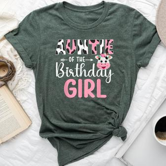 Auntie Of The Birthday Girl Farm Cow Auntie Birthday Girl Bella Canvas T-shirt - Seseable