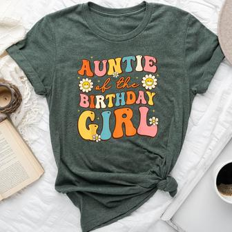 Auntie Of The Birthday Girl Niece Groovy Aunt Retro Theme Bella Canvas T-shirt - Seseable