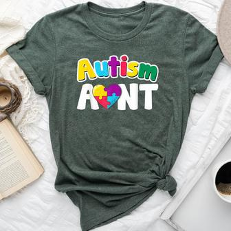 Autism Aunt Awareness Puzzle Pieces Colors Bella Canvas T-shirt - Monsterry CA