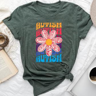 Autism Awareness Flower Acceptance Inclusion Love Support Bella Canvas T-shirt - Monsterry