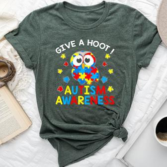 Autism Awareness Give A Hoot Owl Puzzle Bella Canvas T-shirt - Monsterry CA