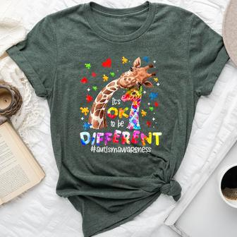 Autism Awareness Kid Its Ok To Be Different Giraffe Bella Canvas T-shirt - Seseable