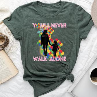 Autism Awareness Support Mom And Daughter You'll Never Walk Bella Canvas T-shirt - Seseable