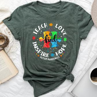 Autism Awareness Teacher Teach Hope Love Inspire Bella Canvas T-shirt - Seseable