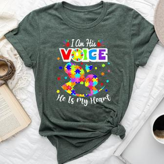 Autism Mom Im His Voice He Is My Heart Autism Awareness Bella Canvas T-shirt - Monsterry UK