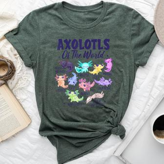 Axolotl Cute Axolotls Of The World Kawaii Girl Boy Kid Bella Canvas T-shirt - Seseable