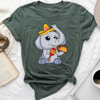 Baby Elephant Taco Kawaii Eyes Mexican Hat Maraca For Girls Bella Canvas T-shirt - Monsterry AU