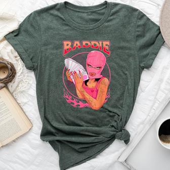 Baddie Bad Girl Stack Of Cash Pink Style Sassy Character Bella Canvas T-shirt - Thegiftio UK