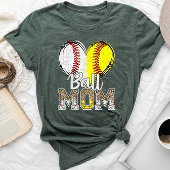 Ball Mom Heart Baseball Softball Mama 2024 Bella Canvas T-shirt | Mazezy