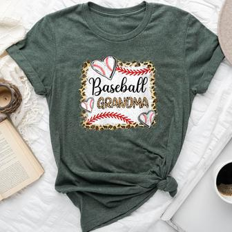 Baseball Grandma Leopard Print Baseball Sports Player Bella Canvas T-shirt | Mazezy