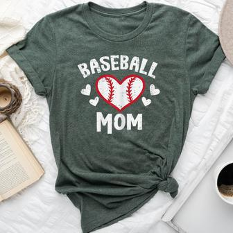 Baseball Mom Heart Family Matching Mommy Mama Women Bella Canvas T-shirt - Seseable