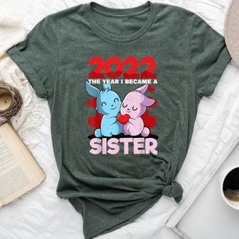 Becoming A Sister 2022 Bunny Baby Sibling Announcement Bella Canvas T-shirt - Monsterry DE