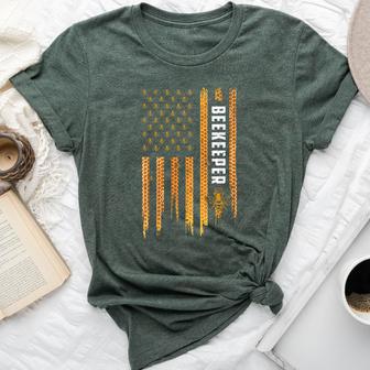 Beekeeping American Flag Honeycomb Honey Bees Beekeeper Bella Canvas T-shirt - Monsterry AU