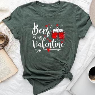 Beer Is My Valentine Day Drunk Cupid Drinking Heart Bella Canvas T-shirt - Seseable