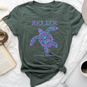 Belize Sea Turtle Retro Boys Girls Vacation Souvenir Bella Canvas T-shirt - Seseable