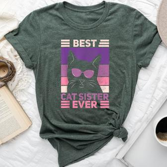 Best Cat Sister Ever Cat Lover Black Cat Themed Bella Canvas T-shirt - Monsterry