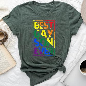 Best Gay Son Ever Lgbt Pride Rainbow Flag Family Outfit Love Bella Canvas T-shirt - Monsterry