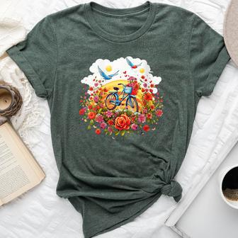 Bicycle Through A Field Of Flowers Idea Creative Inspiration Bella Canvas T-shirt - Monsterry UK