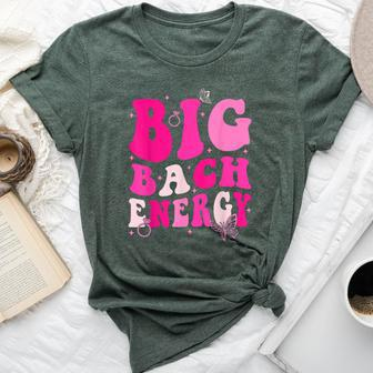 Big Bach Energy Bridesmaid Pink Groovy Bachelorette Party Bella Canvas T-shirt | Mazezy