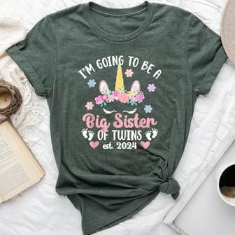 Be Big Sister Of Twins Promoted To Big Sister Of Twins 2024 Bella Canvas T-shirt - Monsterry