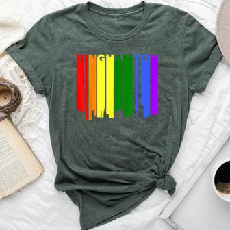 Binghamton New York Lgbtq Gay Pride Rainbow Skyline Bella Canvas T-shirt - Monsterry CA