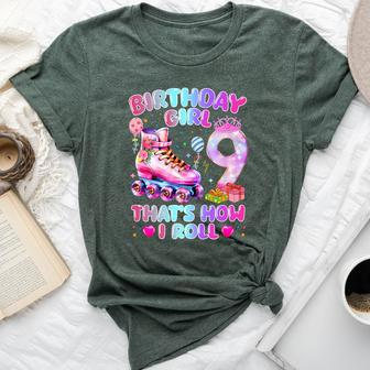 Birthday Girl 9 That’S How I Roll Roller Skate 9 Years Old Bella Canvas T-shirt | Mazezy