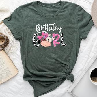 Birthday Girl Cow Farm Family Party Bella Canvas T-shirt - Thegiftio UK