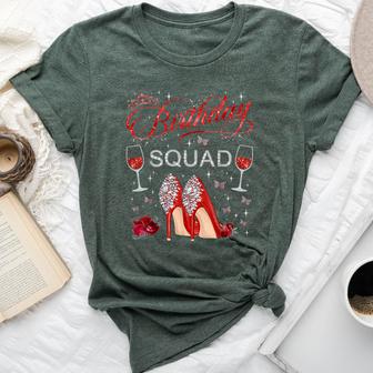 Birthday Squad Diva Squad Crown Hearts High Heel Girls Bella Canvas T-shirt - Seseable