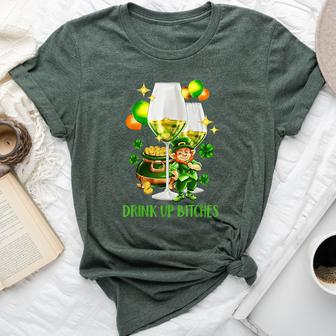 Bitches Drink Up St Patrick Day Wine Party Bella Canvas T-shirt - Monsterry