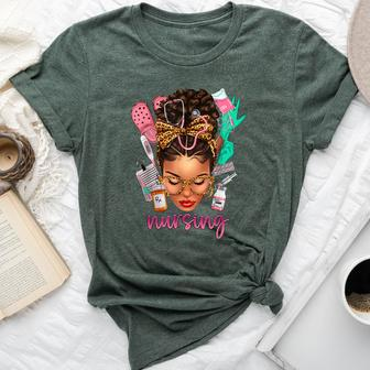 Black Melanin Nurse Black History Month Afro Hair Bella Canvas T-shirt - Seseable