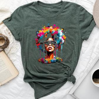 Black Queen Dripping Afro Melanin Junenth Bella Canvas T-shirt - Seseable