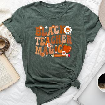 Black History Month Teacher Groovy Black Teacher Magic Bella Canvas T-shirt | Mazezy