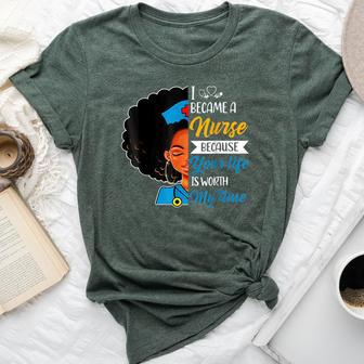 Black Woman Nurse Afro Retro Cool Black History Month Bella Canvas T-shirt - Monsterry