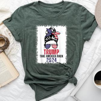 Bleached Messy Bun Trump 2024 Take America Back Us Flag Bella Canvas T-shirt - Monsterry CA