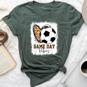 Bleached Soccer Game Day Vibes Soccer Mom Game Day Season Bella Canvas T-shirt - Monsterry