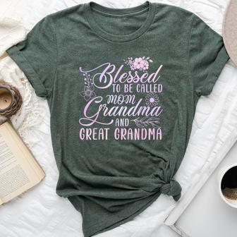 Blessed To Be Called Mom Grandma And Great Grandma Flower Bella Canvas T-shirt | Mazezy UK