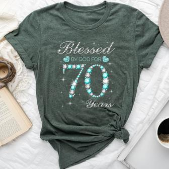 Blessed By God For 70 Years Old Woman 70Th Birthday Bella Canvas T-shirt - Seseable