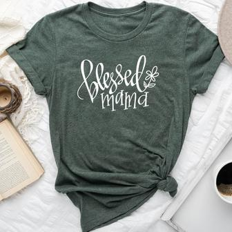 Blessed Mama Unique Present For Mom Hand Lettered Bella Canvas T-shirt - Monsterry UK