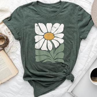 Boho Daisy Flower Retro Botanical Wildflower Gardener Bella Canvas T-shirt - Seseable