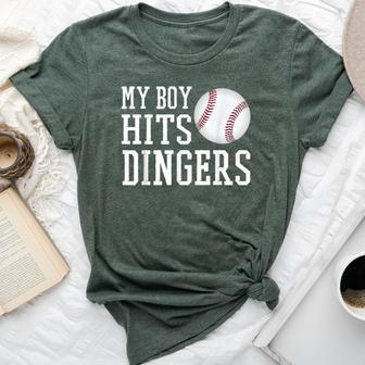 My Boy Hits Dingers Proud Baseball Mom & Dad I Hit Dingers Bella Canvas T-shirt - Monsterry