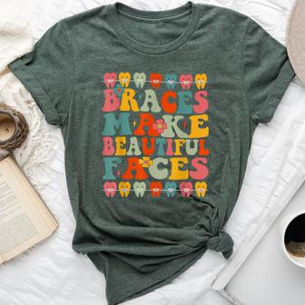 Braces Make Beautiful Faces Groovy Orthodontist Bella Canvas T-shirt - Monsterry