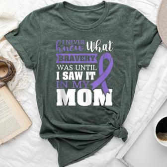 Bravery Mom Stomach Cancer Awareness Ribbon Bella Canvas T-shirt - Monsterry