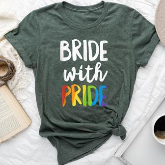 Bride With Pride Rainbow Lesbian Bachelorette Party Wedding Bella Canvas T-shirt - Monsterry