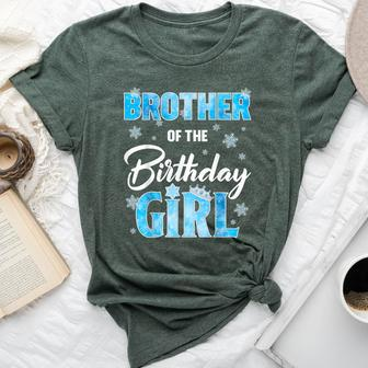 Brother Of The Birthday Girl Family Snowflakes Winter Party Bella Canvas T-shirt | Mazezy