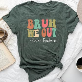 Bruh We Out Kinder Teachers Happy Last Day Of School Groovy Bella Canvas T-shirt - Seseable