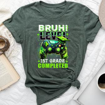 Bruh Level 1St Grade Completed Last Day Of School Graduate Bella Canvas T-shirt - Seseable