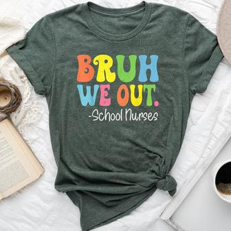 Bruh We Out School Nurses Happy Last Day Of School Groovy Bella Canvas T-shirt - Monsterry CA