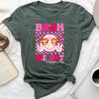 Bruh We Out Teacher Floral Hippie Smile Face Happy Last Day Bella Canvas T-shirt - Monsterry